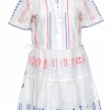 Tanya Taylor - White Cotton Eyelet Dress w/ Colorful Embroidery Detail Sz 6
