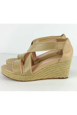 Taryn Rose - Tan Strappy Krissy Espadrille Wedges Sz 7.5