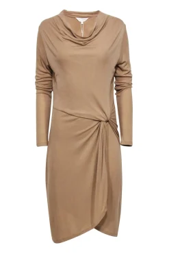 Ted Baker - Beige Ribbed Cowl Neckline Dress Sz 6