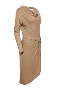 Ted Baker - Beige Ribbed Cowl Neckline Dress Sz 6