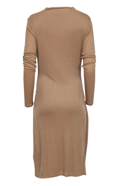 Ted Baker - Beige Ribbed Cowl Neckline Dress Sz 6