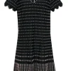 Ted Baker - Black & Gold Patterned Short Sleeve Knit Dress Sz 10