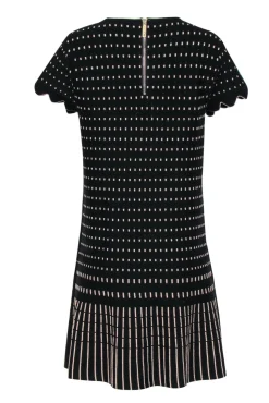 Ted Baker - Black & Gold Patterned Short Sleeve Knit Dress Sz 10