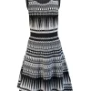 Ted Baker - Black & White Patterned Knit Skater Dress Sz 4