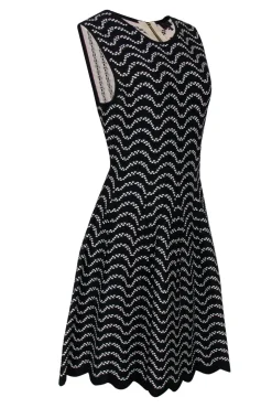 Ted Baker - Black & White Patterned Knit Bodycon Dress Sz 10