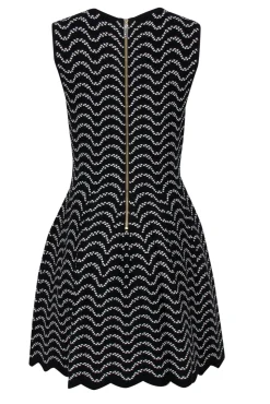 Ted Baker - Black & White Patterned Knit Bodycon Dress Sz 10