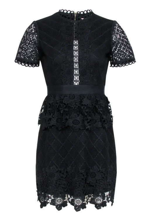 Ted Baker - Black Layered Lace Skater "Dixa" Dress Sz 4