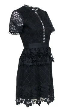Ted Baker - Black Layered Lace Skater "Dixa" Dress Sz 4