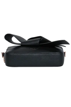 Ted Baker - Black Pebbled Leather Rose Gold Chain Crossbody w/ Bow Detail