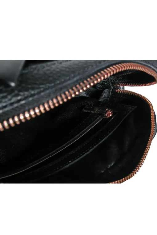 Ted Baker - Black Pebbled Leather Rose Gold Chain Crossbody w/ Bow Detail