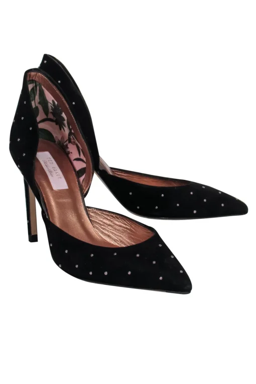 Ted Baker - Black Suede Studded Pointed Toe Pumps Sz 9.5