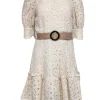 Ted Baker - Cream Crochet Lace Belted Dress Sz 6