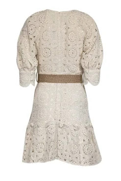 Ted Baker - Cream Crochet Lace Belted Dress Sz 6