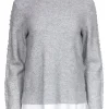 Ted Baker - Grey Textured Knit Sweater w/ Ruffled Shirt Underlay Sz 6