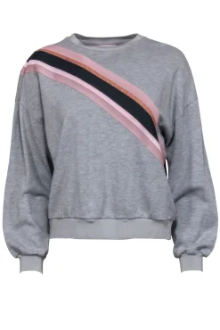 Ted Baker – Grey w/ Pink Stripes Crew Neck Sweater Sz 2