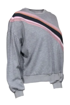 Ted Baker – Grey w/ Pink Stripes Crew Neck Sweater Sz 2