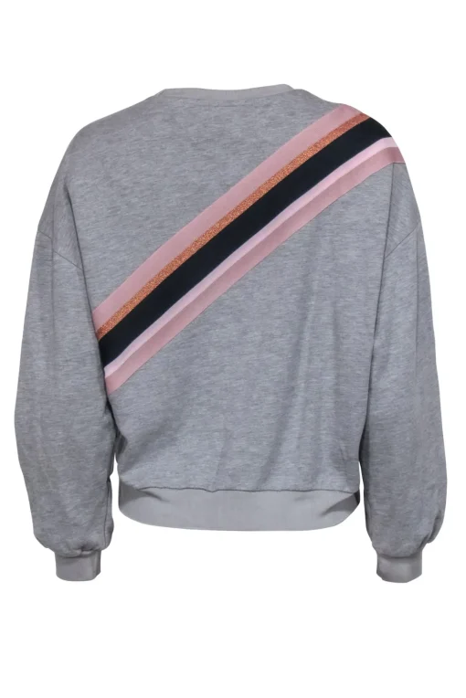 Ted Baker – Grey w/ Pink Stripes Crew Neck Sweater Sz 2