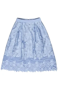 Ted Baker - Light Blue Floral Eyelet Lace Skirt Sz 2