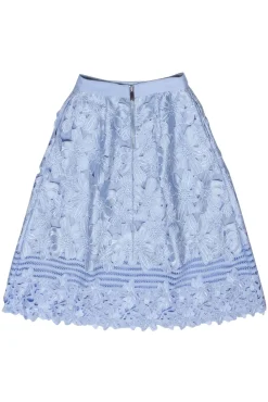 Ted Baker - Light Blue Floral Eyelet Lace Skirt Sz 2