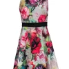 Ted Baker - Marbled Floral Print A-Line Dress w/ Buckles Sz 10