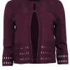 Ted Baker - Maroon Bandage-Style Cardigan w/ Cutout Trim Sz 6