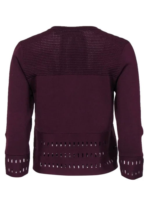 Ted Baker - Maroon Bandage-Style Cardigan w/ Cutout Trim Sz 6