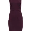 Ted Baker - Maroon Sleeveless Lace Trim Dress Sz 6
