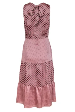 Ted Baker - Mauve Polka Dot Satin Tiered Maxi Dress Sz 6