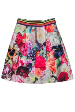 Ted Baker - Multicolor Swirly Floral Print Pleated Flare Skirt Sz 4