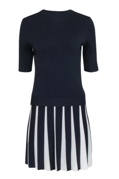 Ted Baker - Navy Knit Pleated Bottom Dress Sz 4