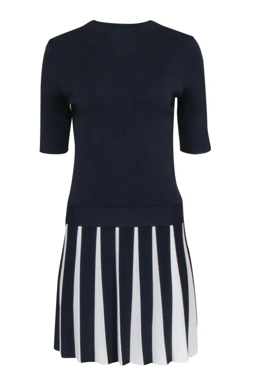 Ted Baker - Navy Knit Pleated Bottom Dress Sz 4