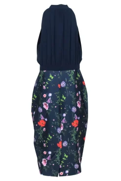 Ted Baker - Navy Pleated Bodice w/ Floral Skirt Dress Sz 10