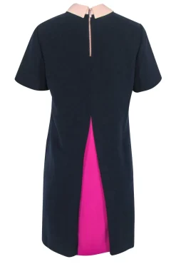 Ted Baker - Navy Pleated Front Collar Dress Sz 10