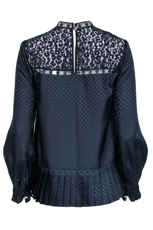 Ted Baker - Navy Polka Dot Print w/ Lace Trim Detail Sz 4