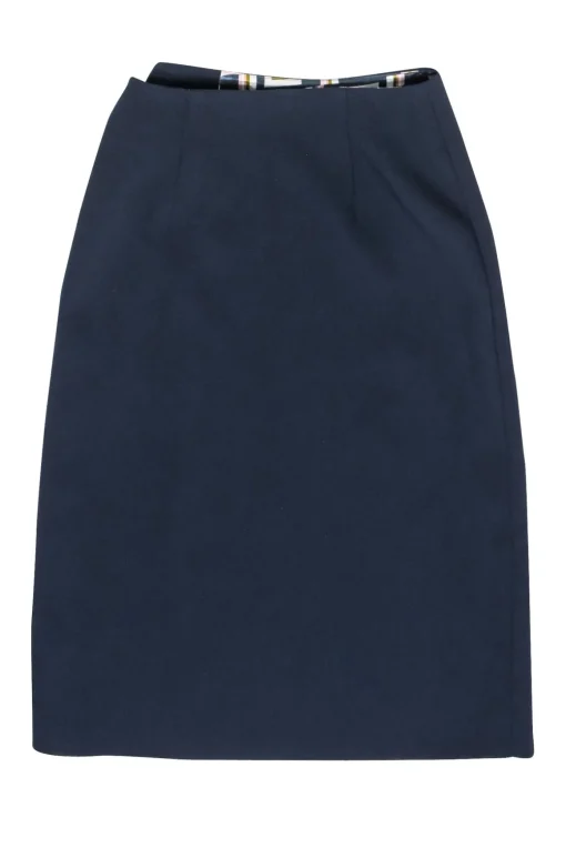 Ted Baker - Navy Wrap Skirt w/ Rose Gold "O" Ring Detail Sz 6