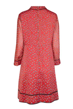 Ted Baker - Red & Black Floral Print Collared Satin Dress Sz 8