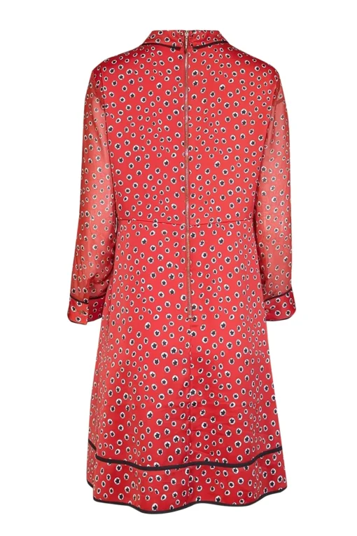 Ted Baker - Red & Black Floral Print Collared Satin Dress Sz 8