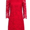 Ted Baker - Red Lace Shift Dress w/ Peter Pan Collar Sz 6