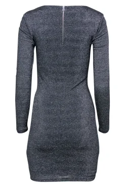 Ted Baker - Silver Sparkly Knotted Long Sleeve Sheath Dress Sz 2