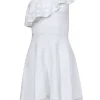 Ted Baker - White One Shoulder Fit & Flare Knit Dress w/ Shoulder Ruffle Sz 8