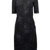Teri Jon - Black & Metallic Navy Floral Brocade Dress Sz 2