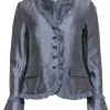Teri Jon - Blueish Silver Silk Blend Ruffle Jacket Sz 4