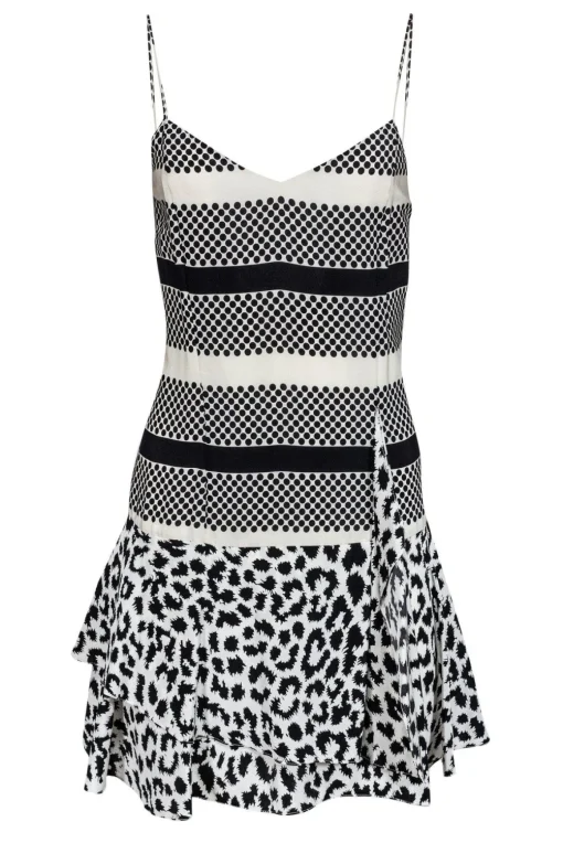 Thakoon Addition - Black & White Multi-Patterned Slip Dress Sz 8