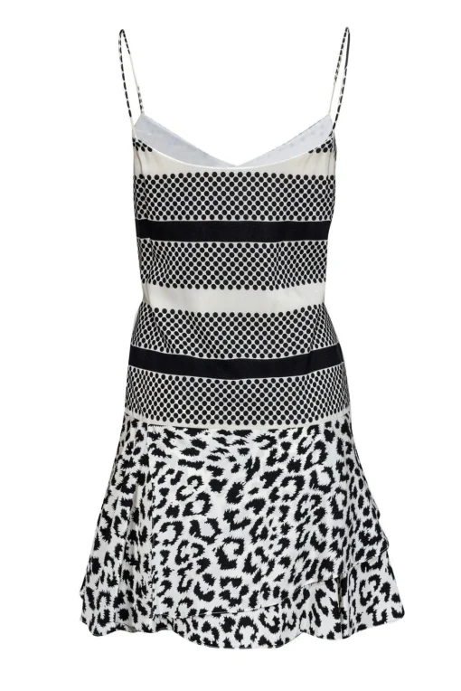 Thakoon Addition - Black & White Multi-Patterned Slip Dress Sz 8