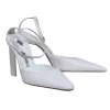 The Attico - White Square Toe Triangular Heel Slingback w/ Ankle Strap Sz 7.5
