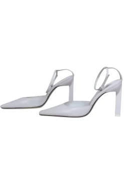 The Attico - White Square Toe Triangular Heel Slingback w/ Ankle Strap Sz 7.5