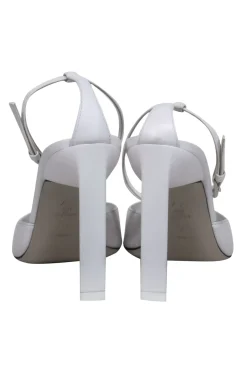 The Attico - White Square Toe Triangular Heel Slingback w/ Ankle Strap Sz 7.5