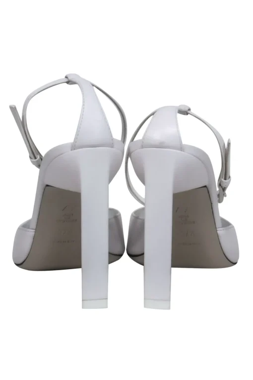 The Attico - White Square Toe Triangular Heel Slingback w/ Ankle Strap Sz 7.5