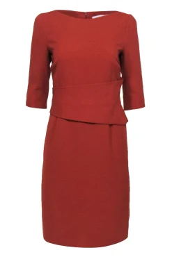 The Fold - Burnt Orange Quarter Sleeve Midi Dress Sz 10