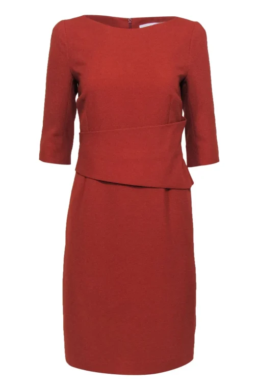 The Fold - Burnt Orange Quarter Sleeve Midi Dress Sz 10